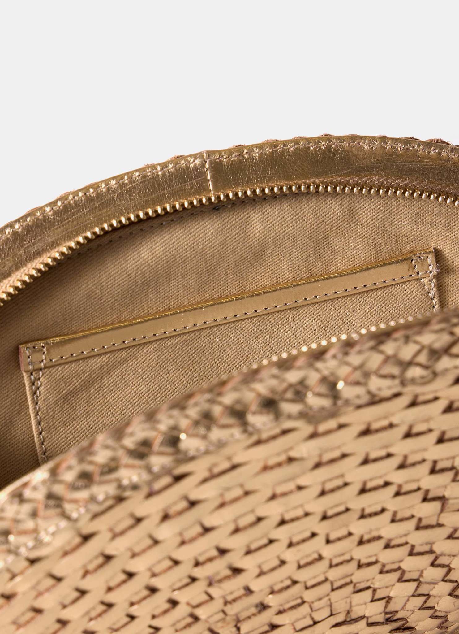 Bea Gold Leather Woven Clutch