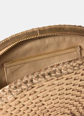 Bea Gold Leather Woven Clutch