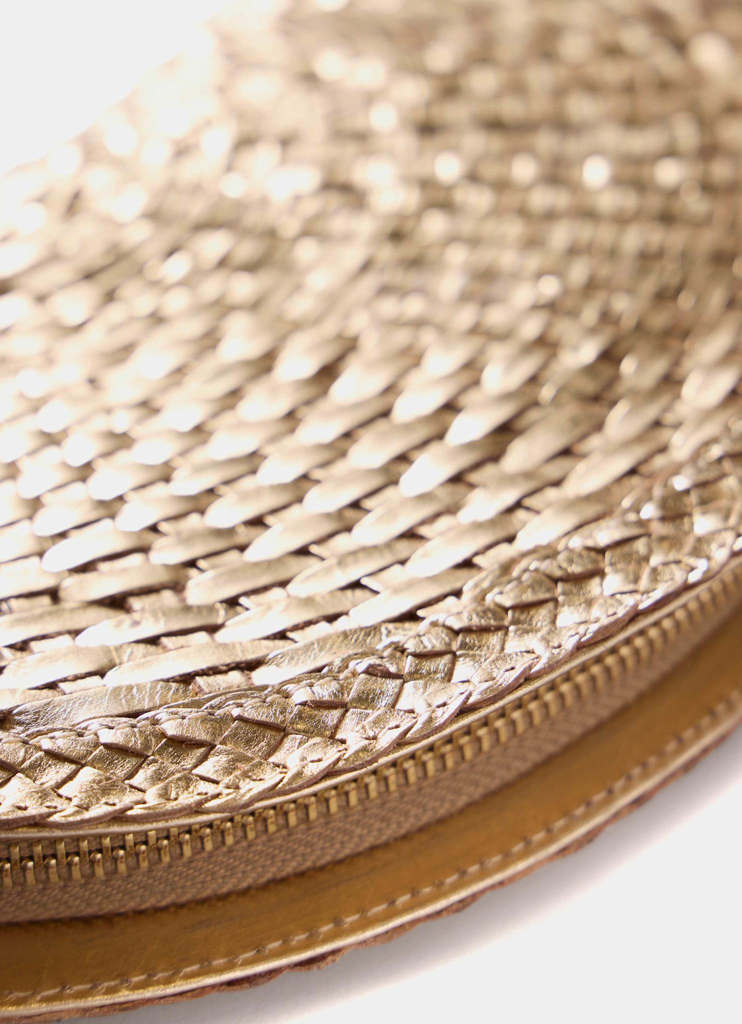 Bea Gold Leather Woven Clutch
