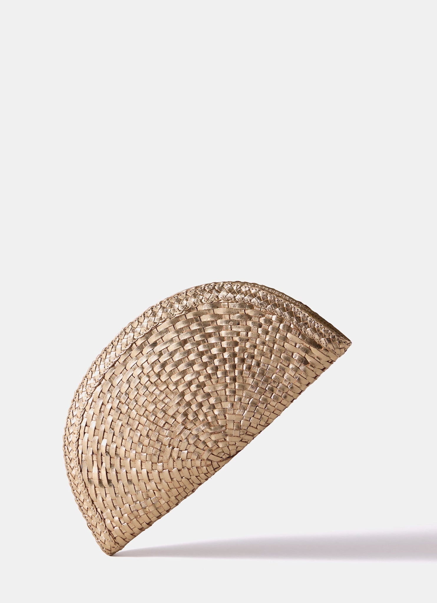 Bea Gold Leather Woven Clutch