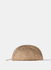 Bea Gold Leather Woven Clutch