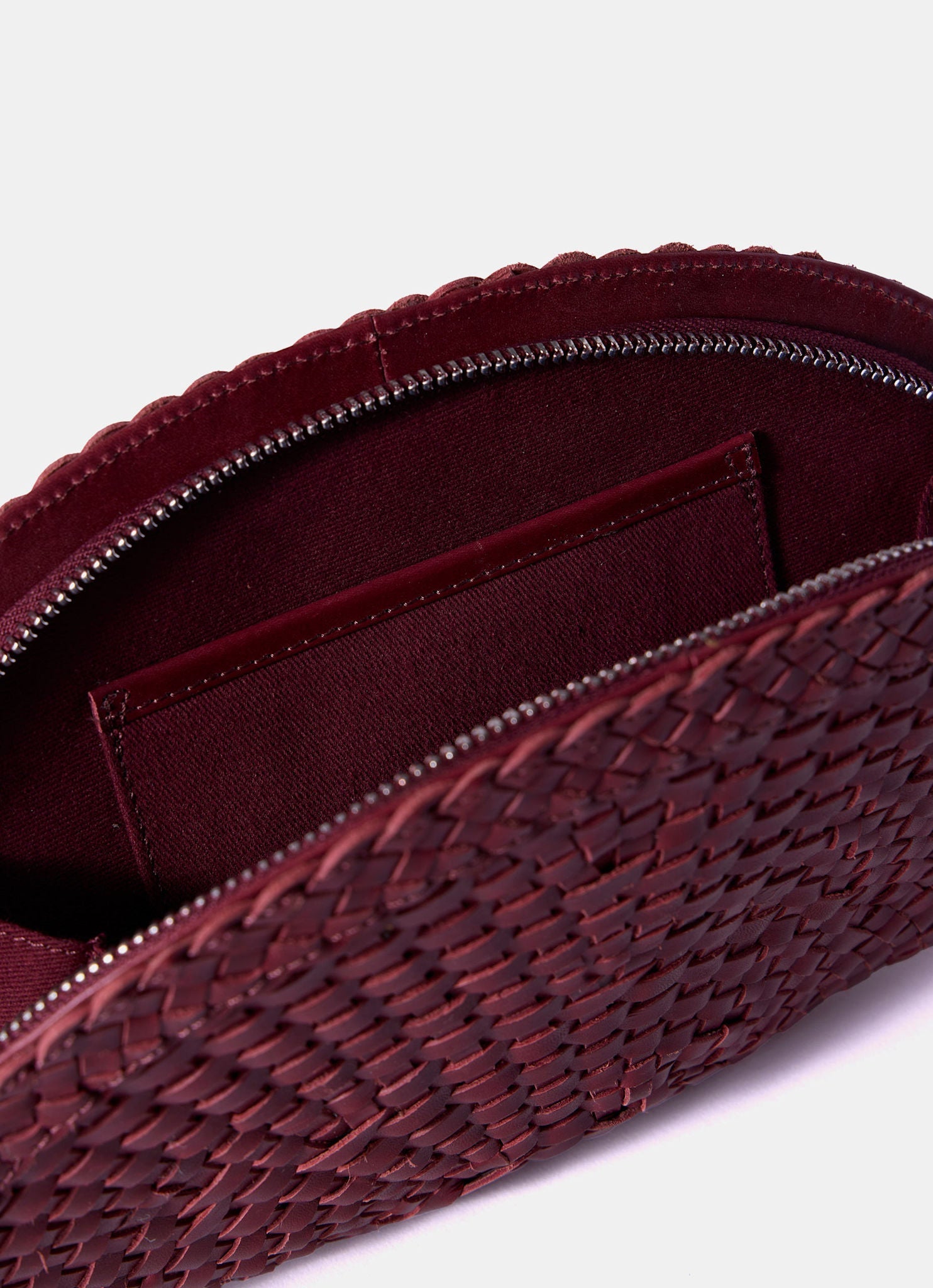 Bea Red Leather Woven Clutch
