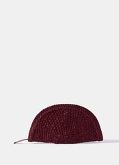 Bea Red Leather Woven Clutch
