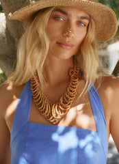 Neutral Beaded Loop Statement Necklace
