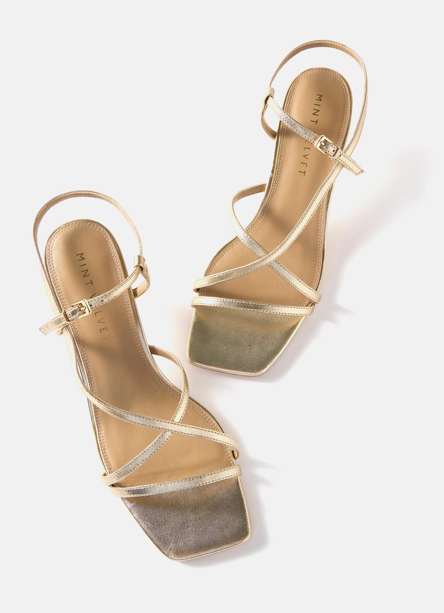 Eli Gold Leather Strappy Kitten Heels