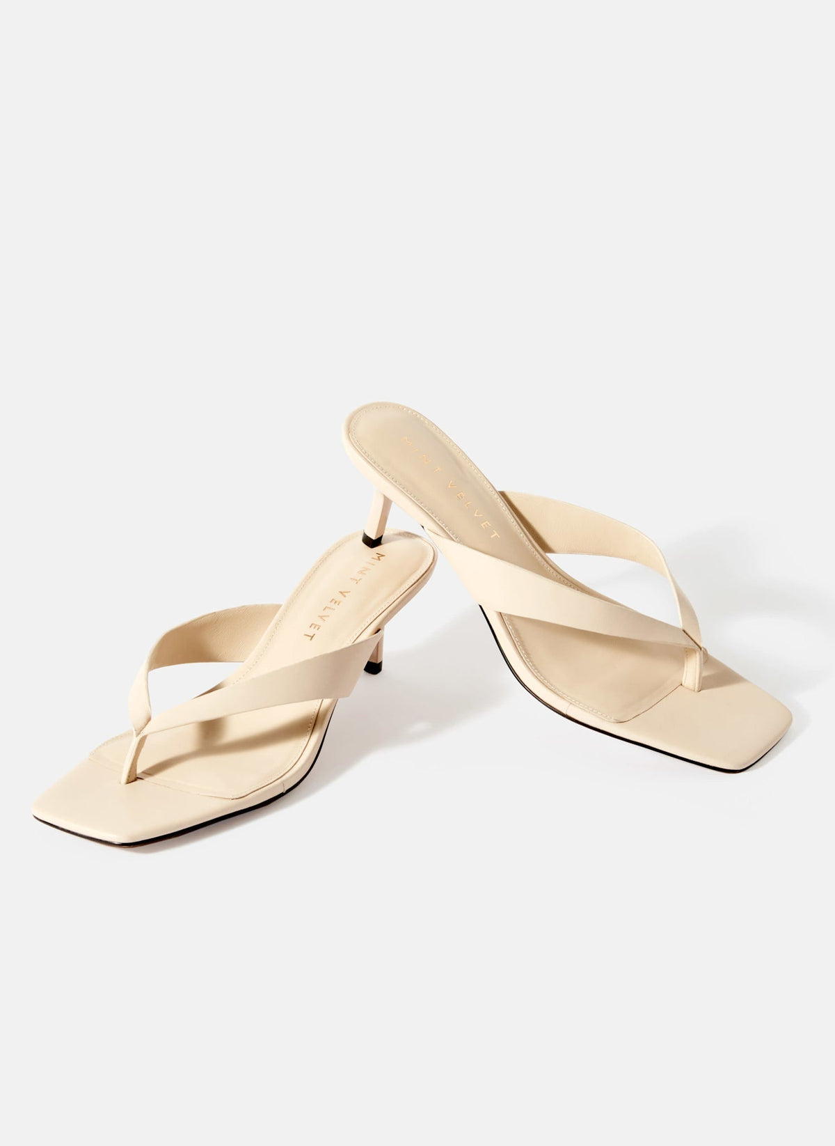 Betty Cream Leather Flip Flop Heels