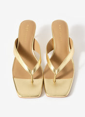 Betty Gold Leather Flip Flop Heels