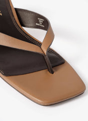 Betty Tan Leather Flip Flop Heels