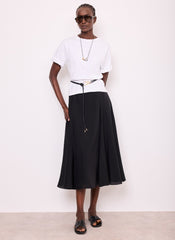 Black A Line Midi Skirt