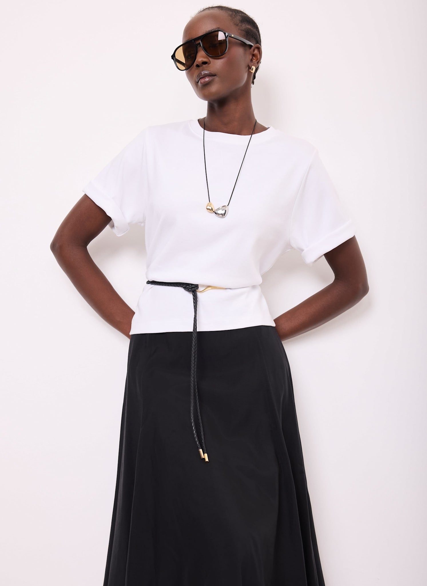 Black A Line Midi Skirt