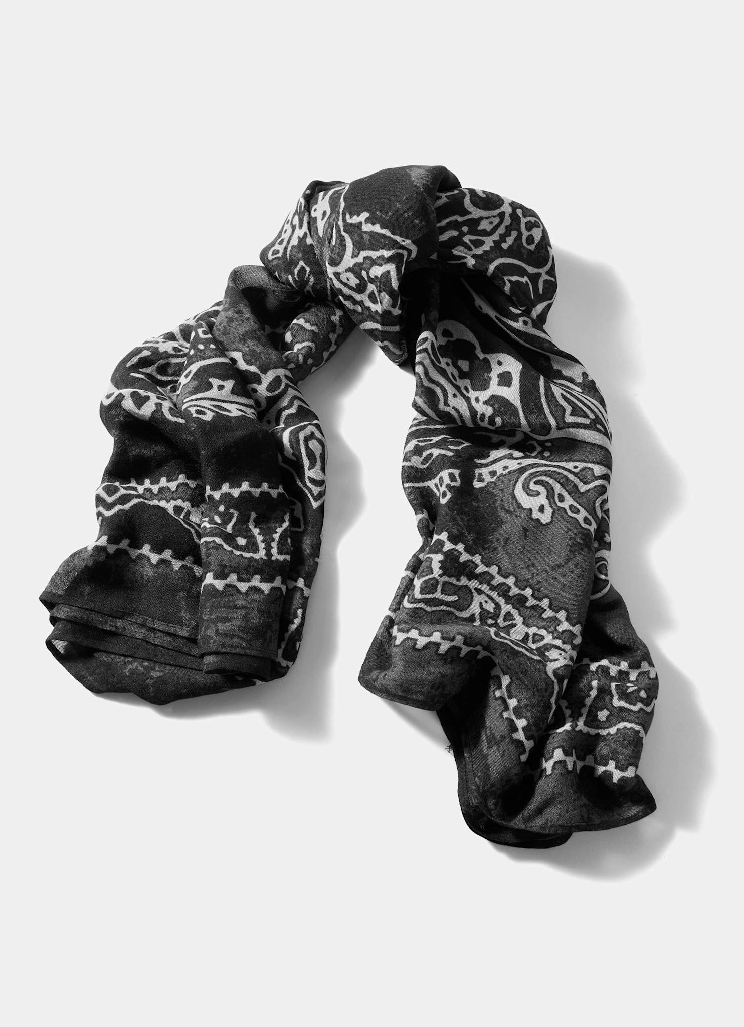 Black Bandana Print Scarf