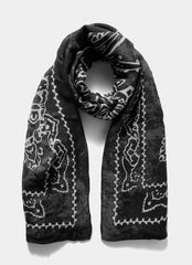 Black Bandana Print Scarf