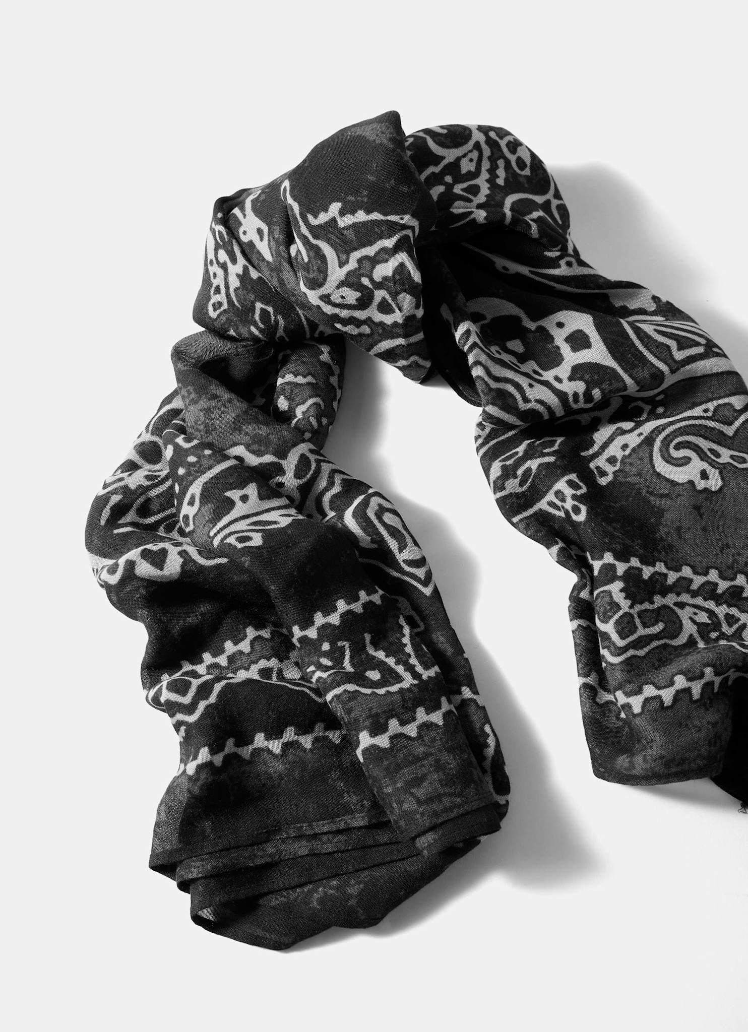 Black Bandana Print Scarf
