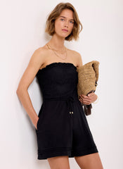 Black Bandeau Lace Playsuit
