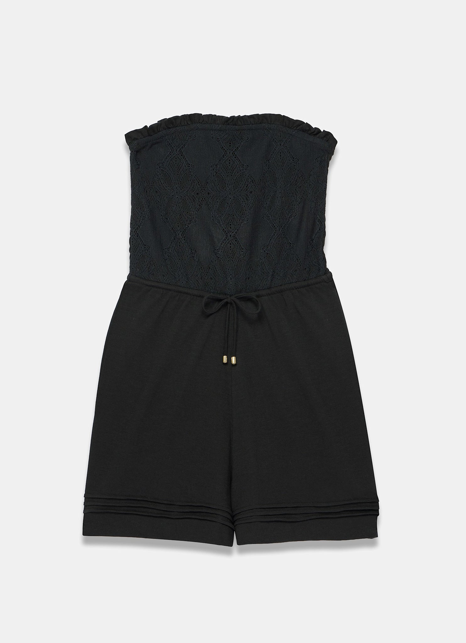 Black Bandeau Lace Playsuit