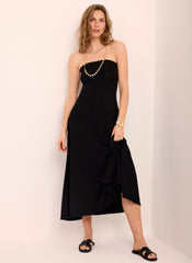 Black Jersey Bandeau Maxi Dress