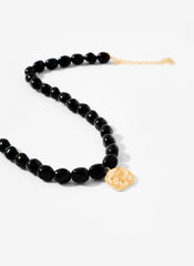 Black Beaded Charm Necklace