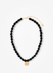 Black Beaded Charm Necklace