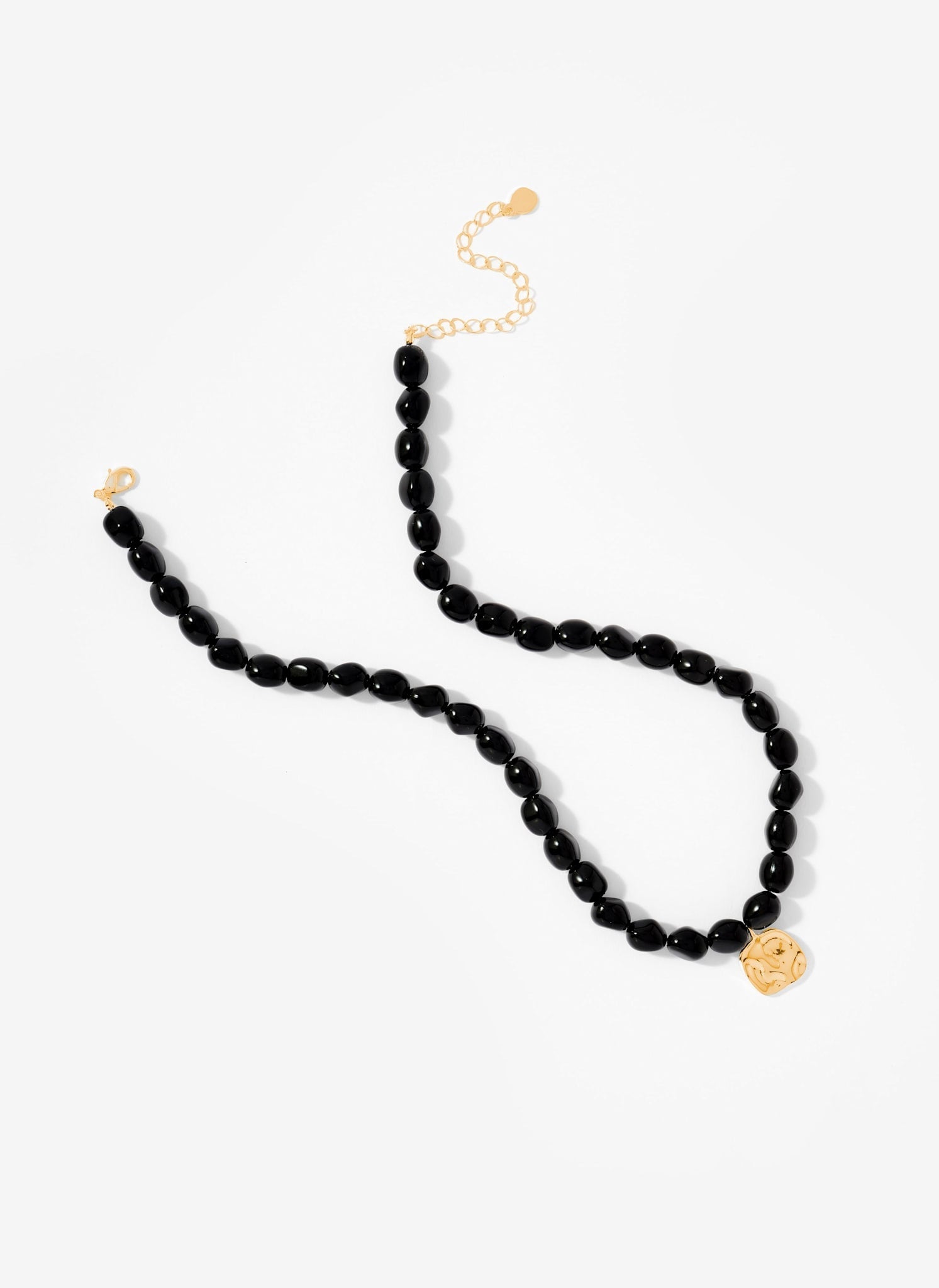 Black Beaded Charm Necklace