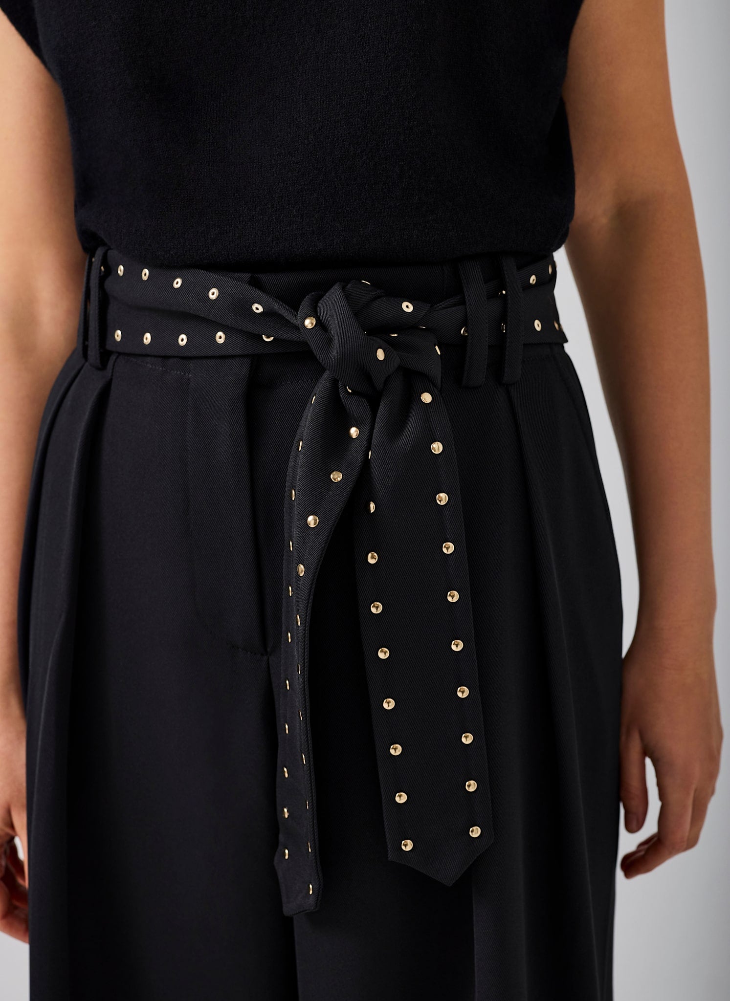 Black Belted Wide Trousers