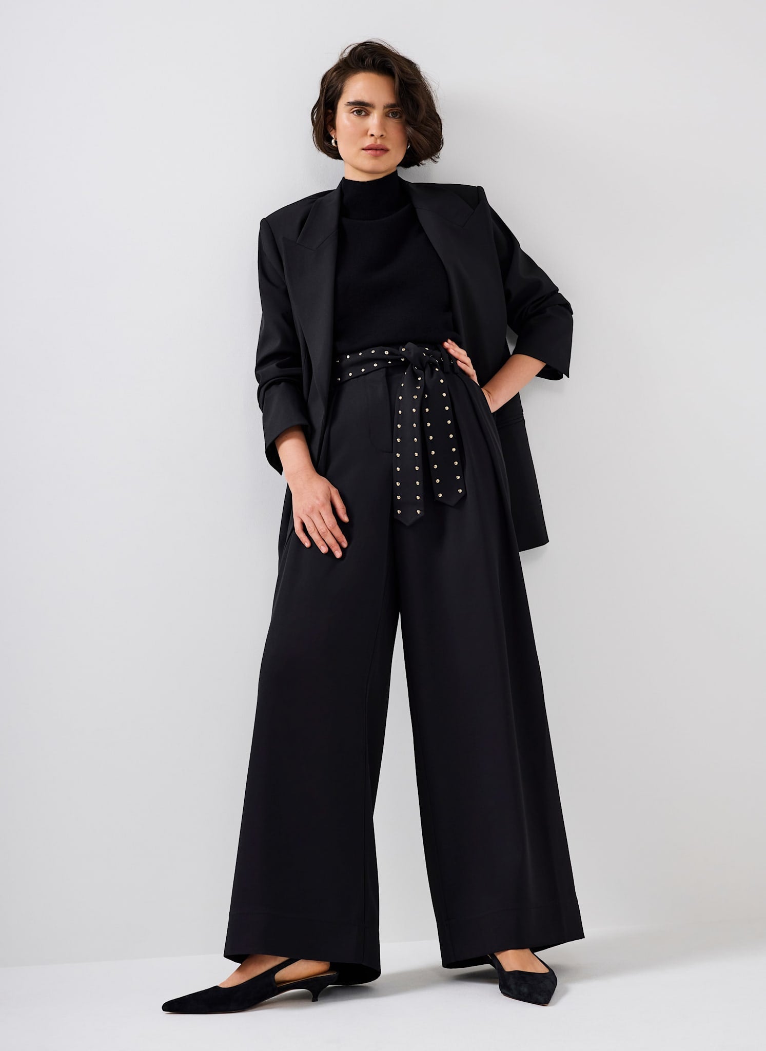 Black Belted Wide Trousers