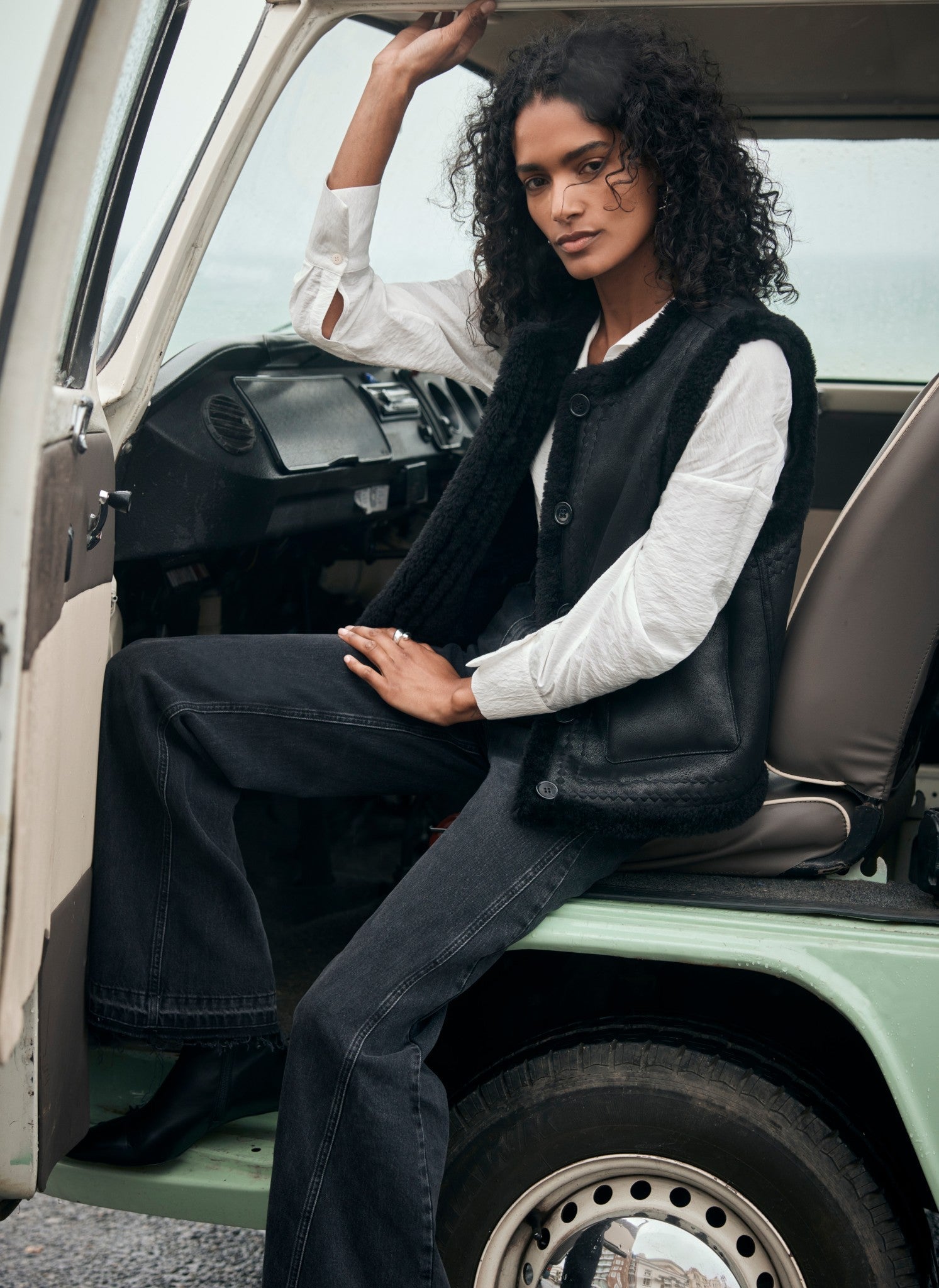 Black Reversible Borg Gilet