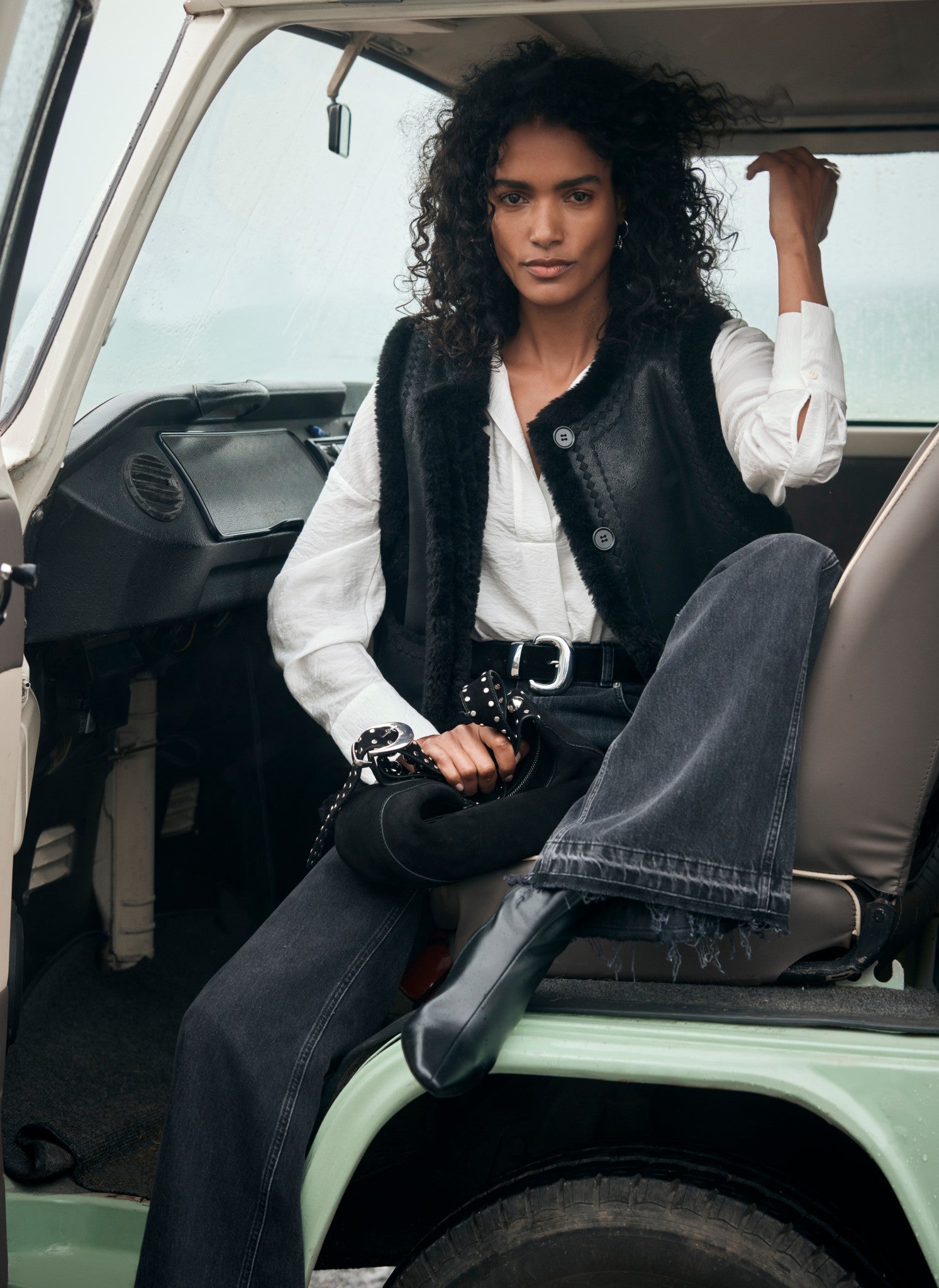 Black Reversible Borg Gilet