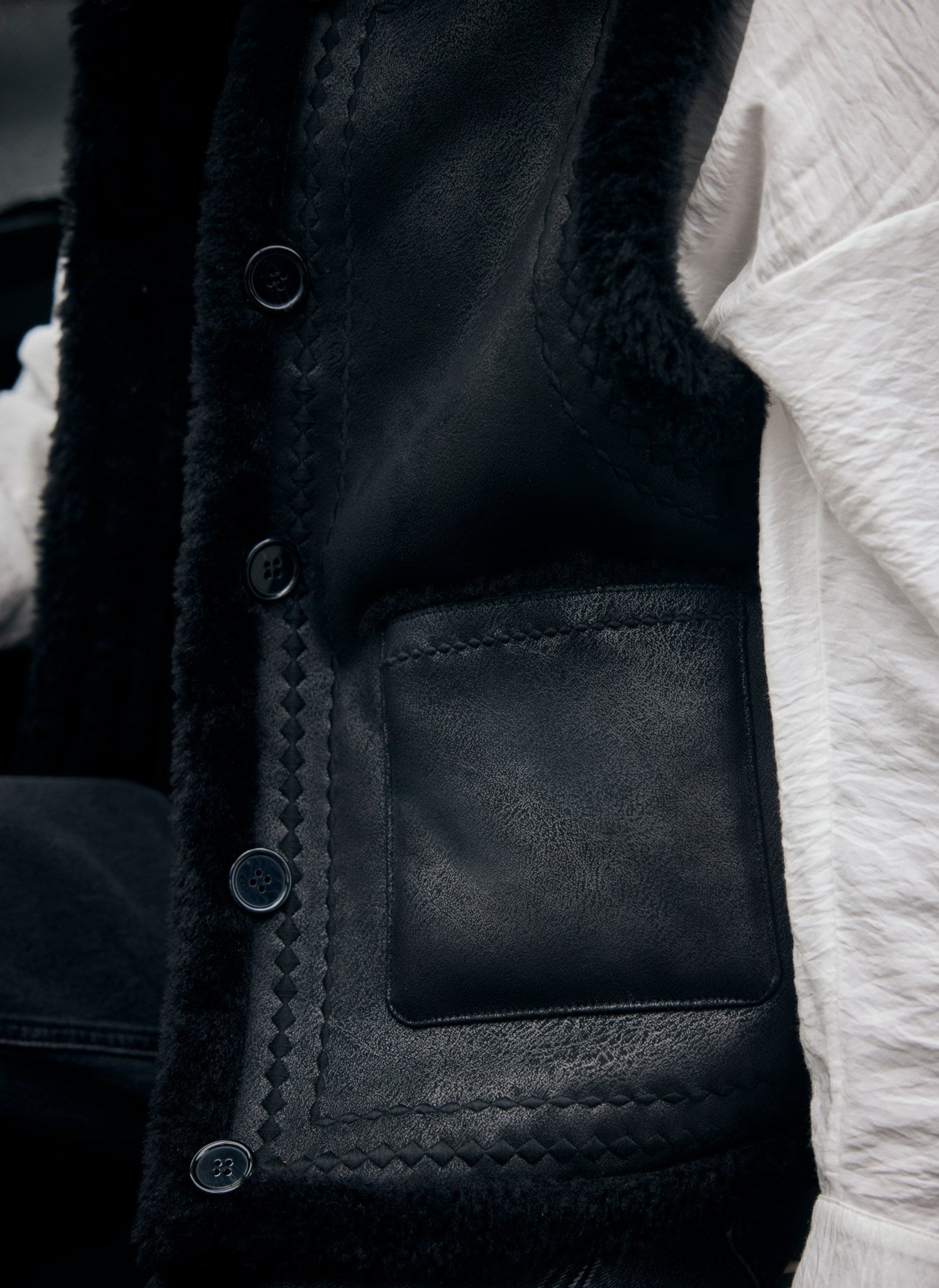 Black Reversible Borg Gilet