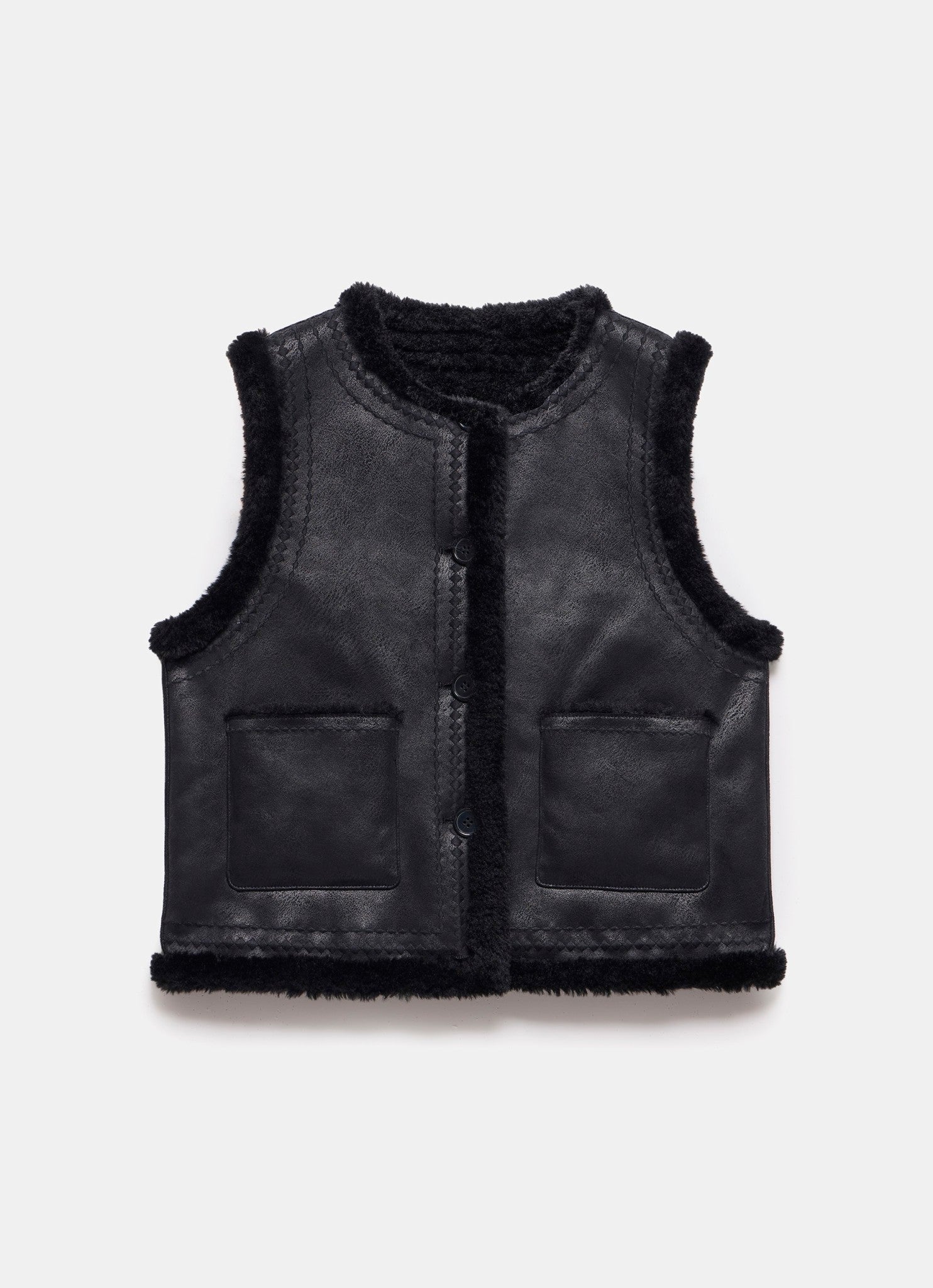 Black Reversible Borg Gilet