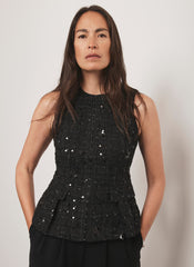 Black Embellished Backless Waistcoat