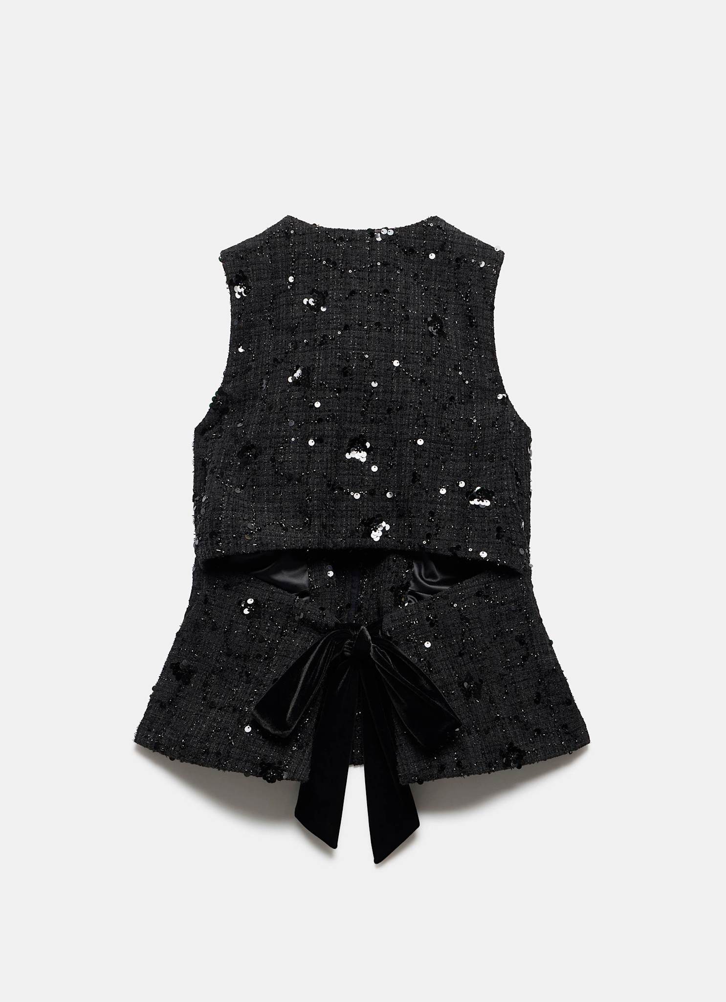 Black Embellished Backless Waistcoat