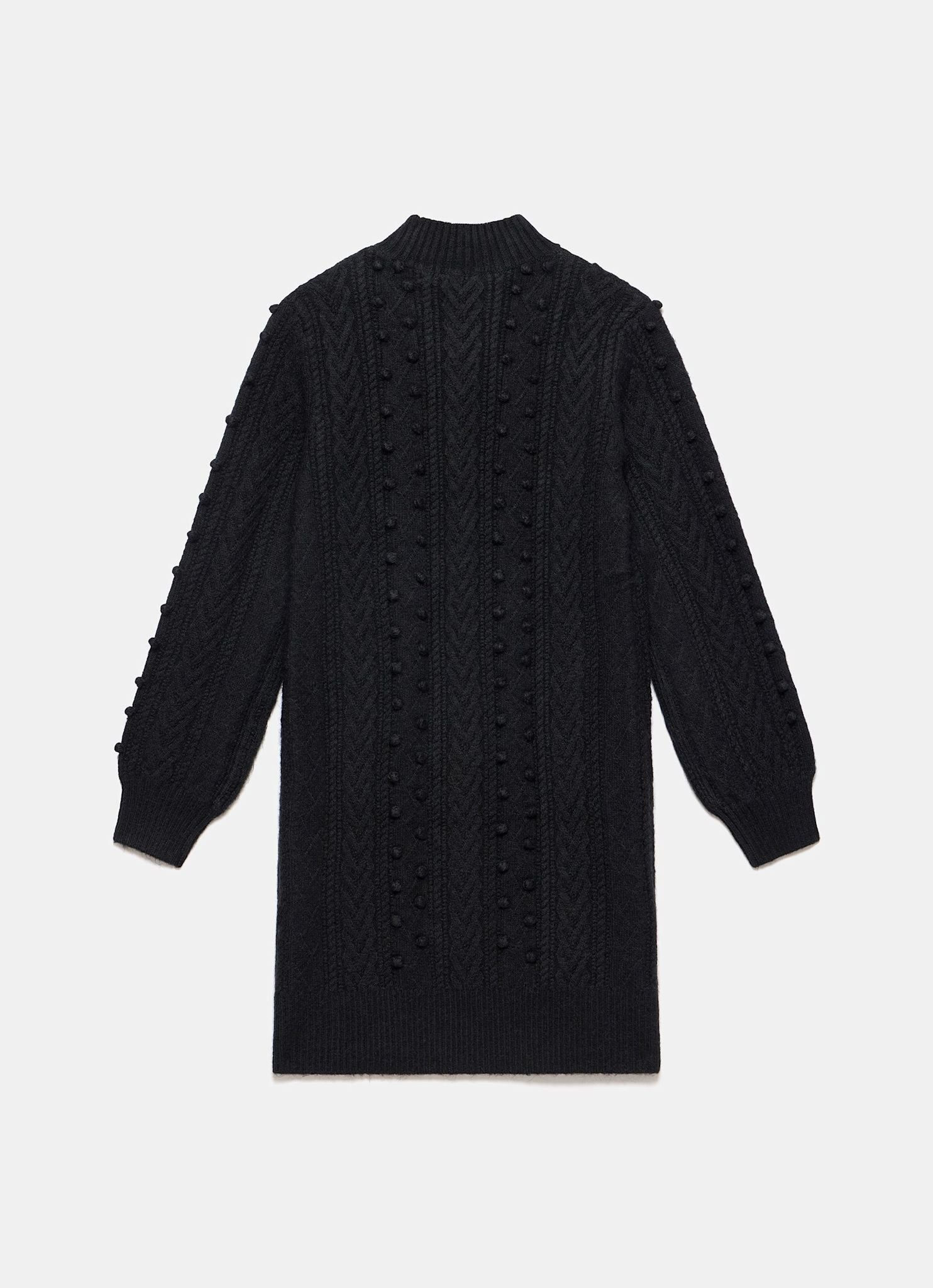 Black Bow Detail Cable Knit Mini Dress