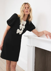Black Bow Detail Mini Dress