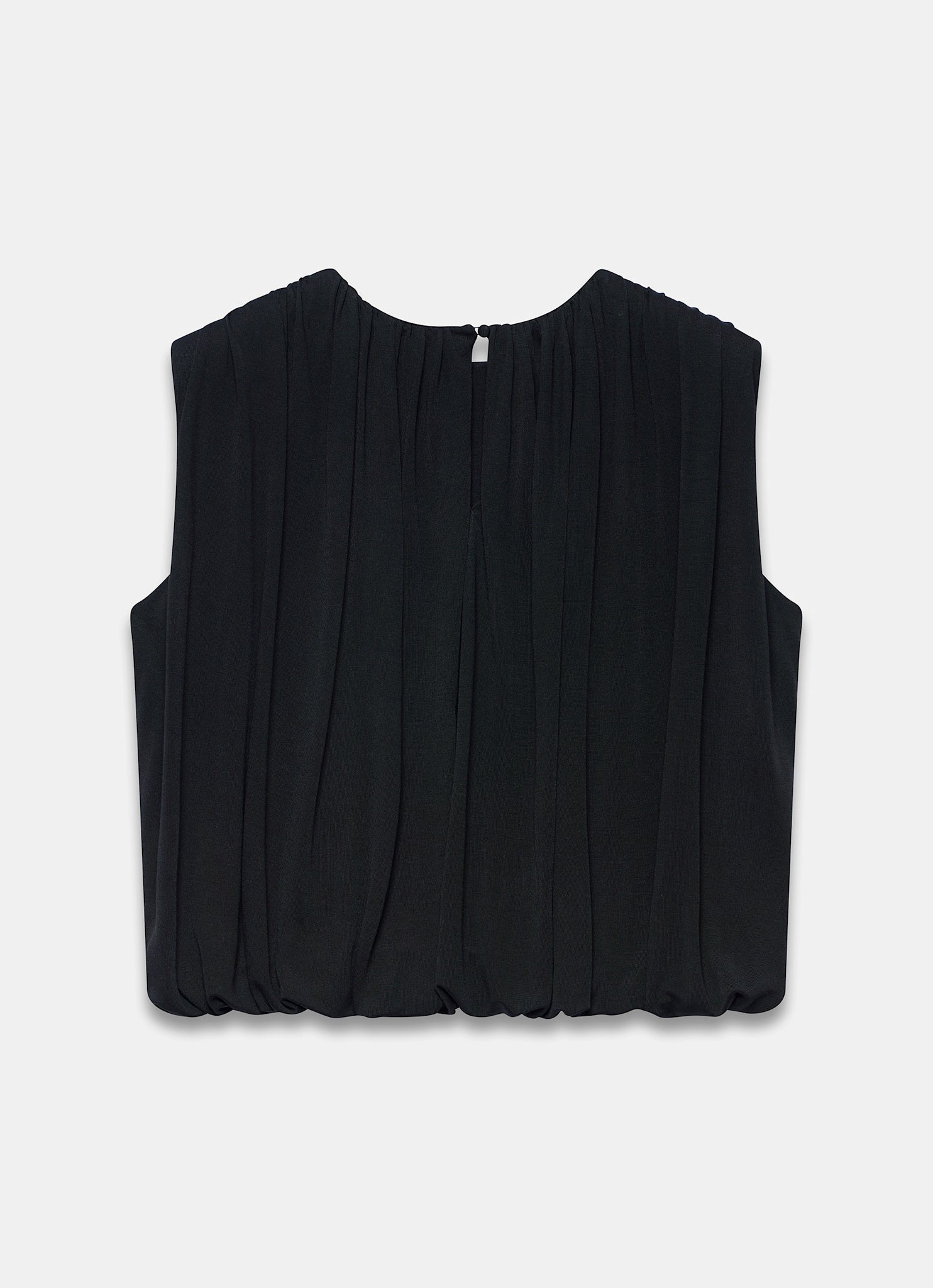 Black Pleated Bubble Hem Top
