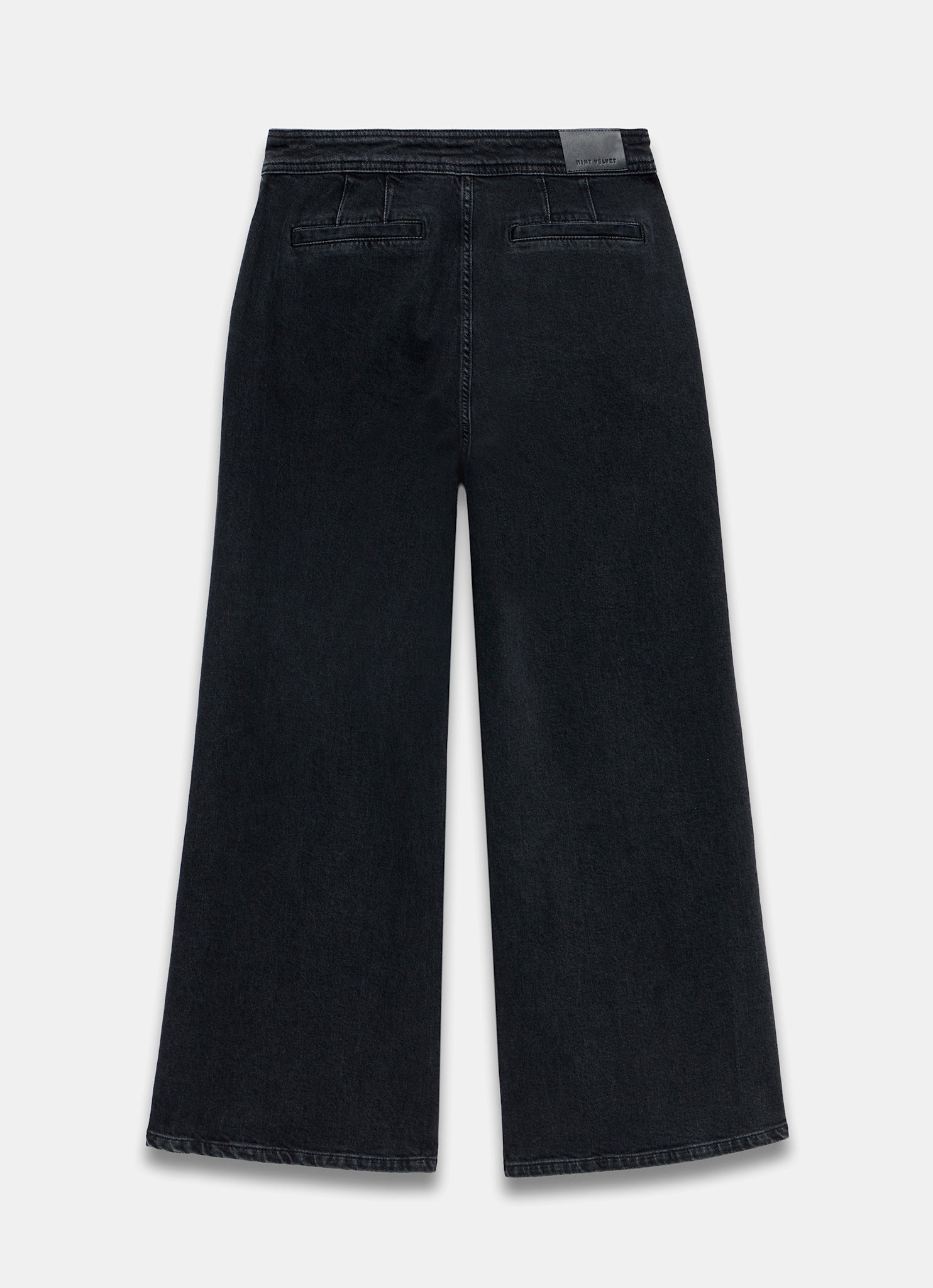 Black Button Detail Wide Jeans