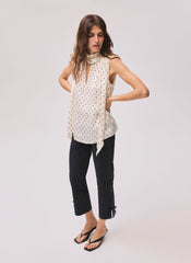Black Cotton Blend Capri Trousers