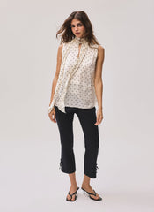 Black Cotton Blend Capri Trousers