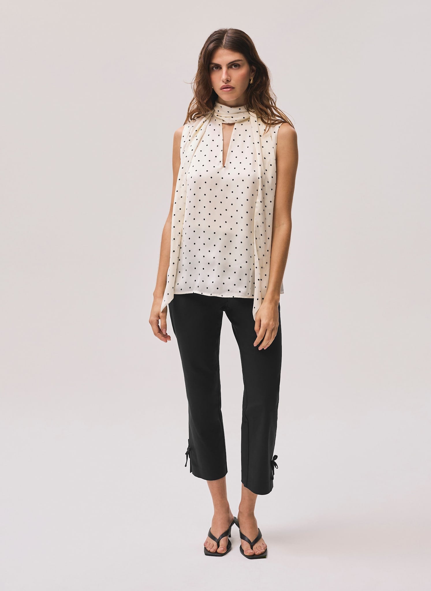 Black Cotton Blend Capri Trousers