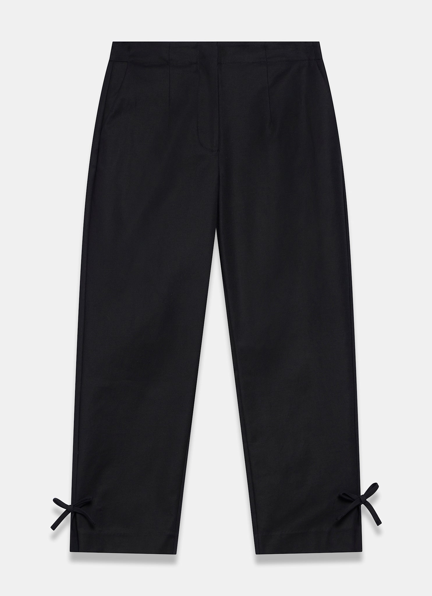 Black Cotton Blend Capri Trousers