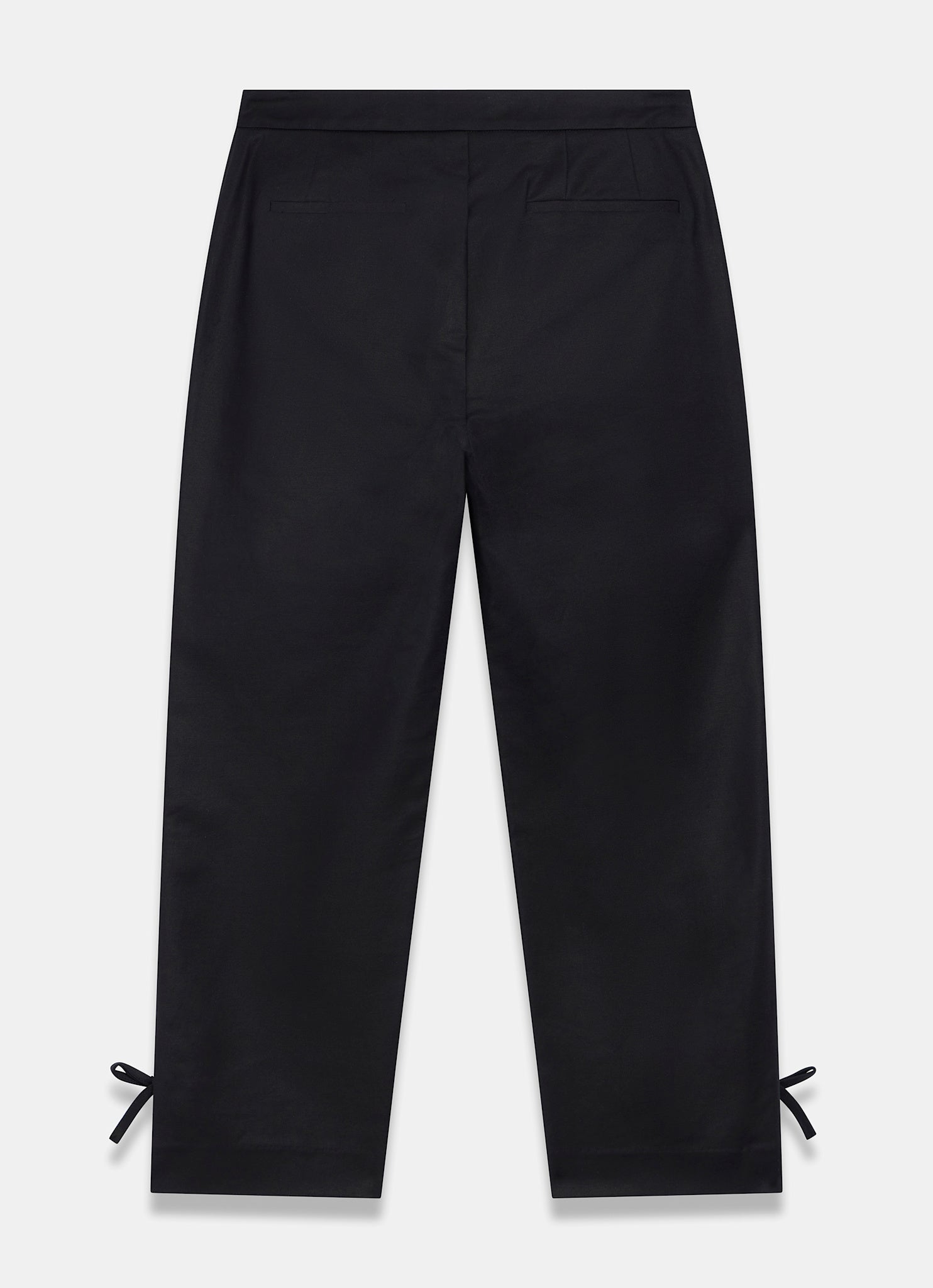 Black Cotton Blend Capri Trousers