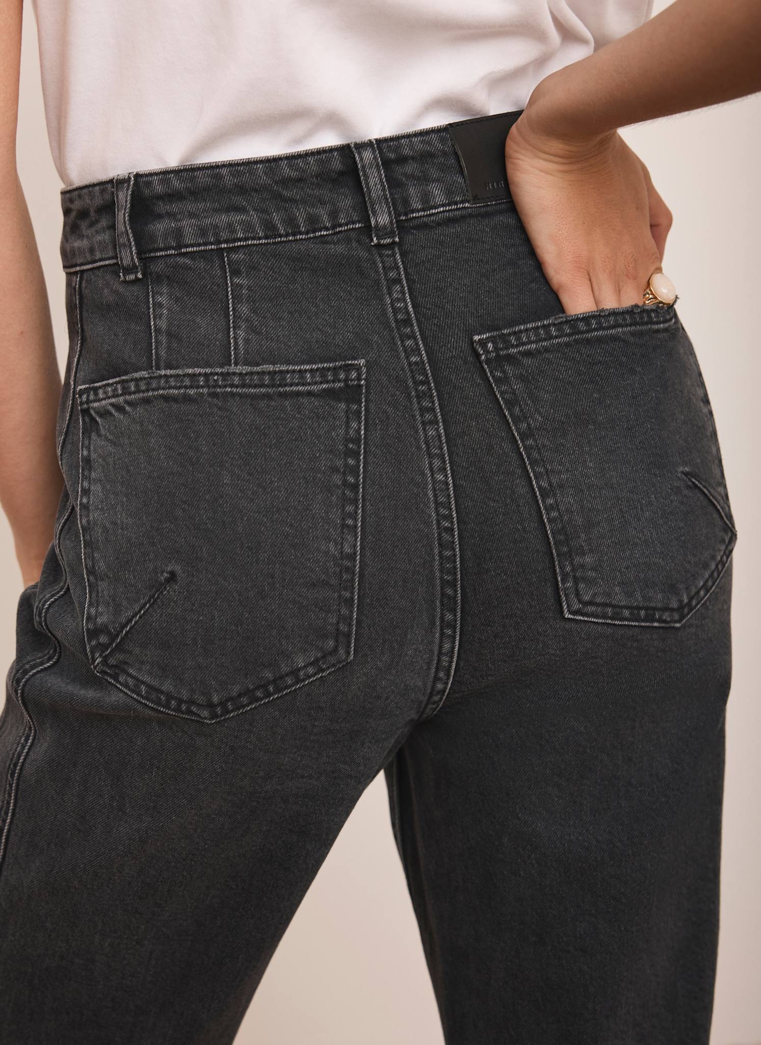 Black Wash Straight Jeans