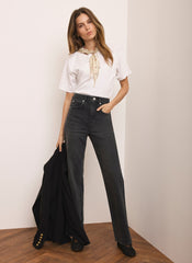 Black Wash Straight Jeans