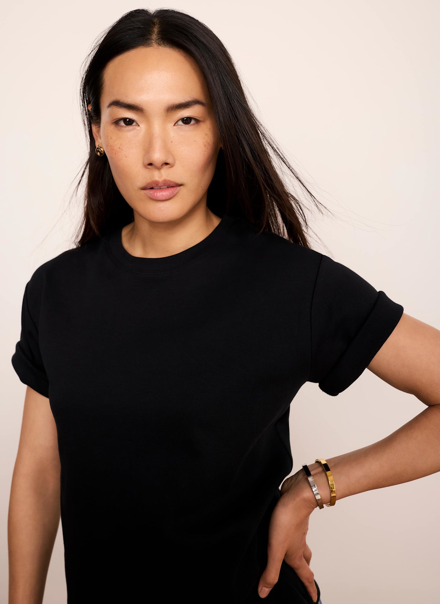 Black Cotton Slim Fit T-Shirt