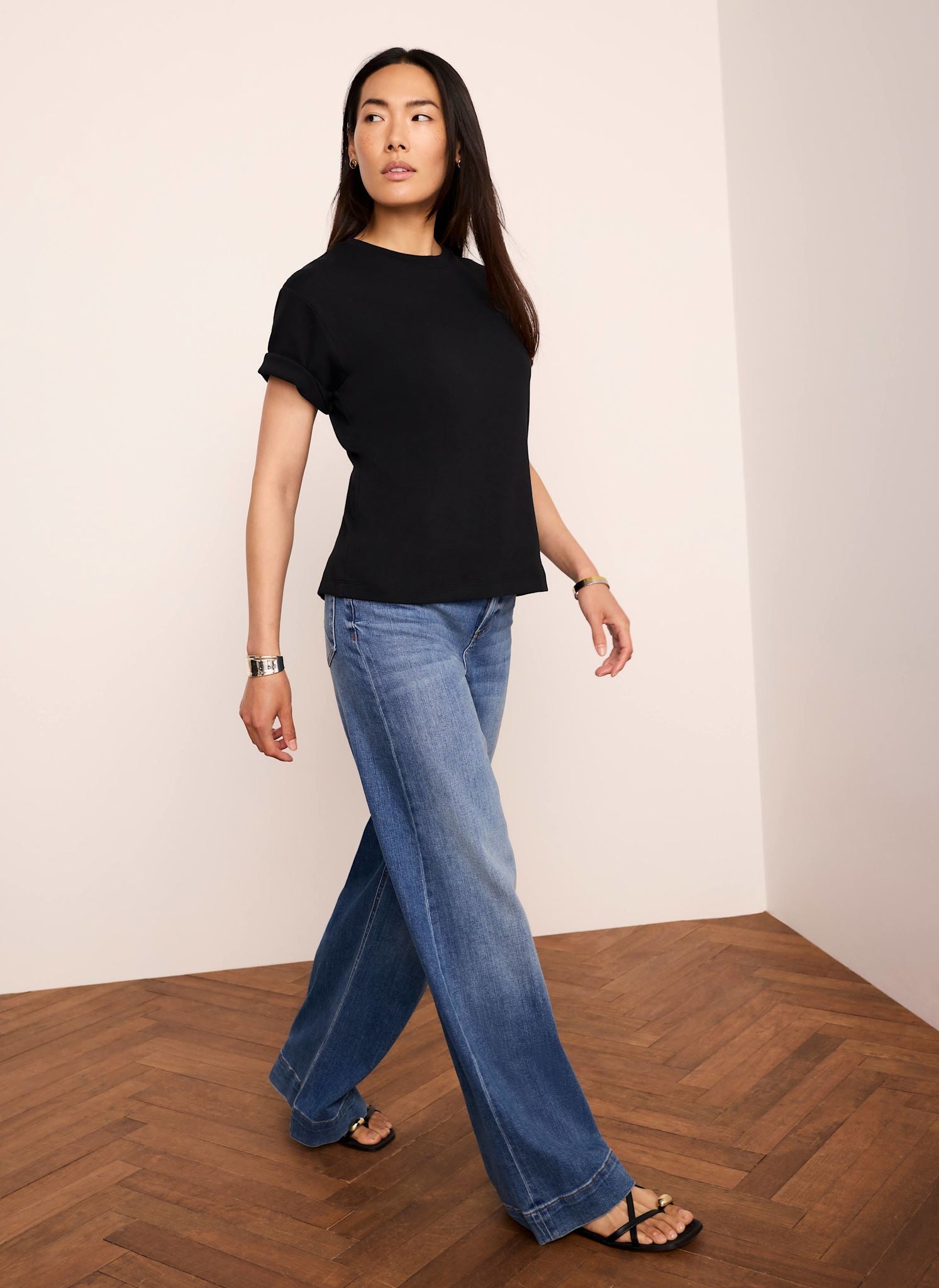 Black Cotton Slim Fit T-Shirt