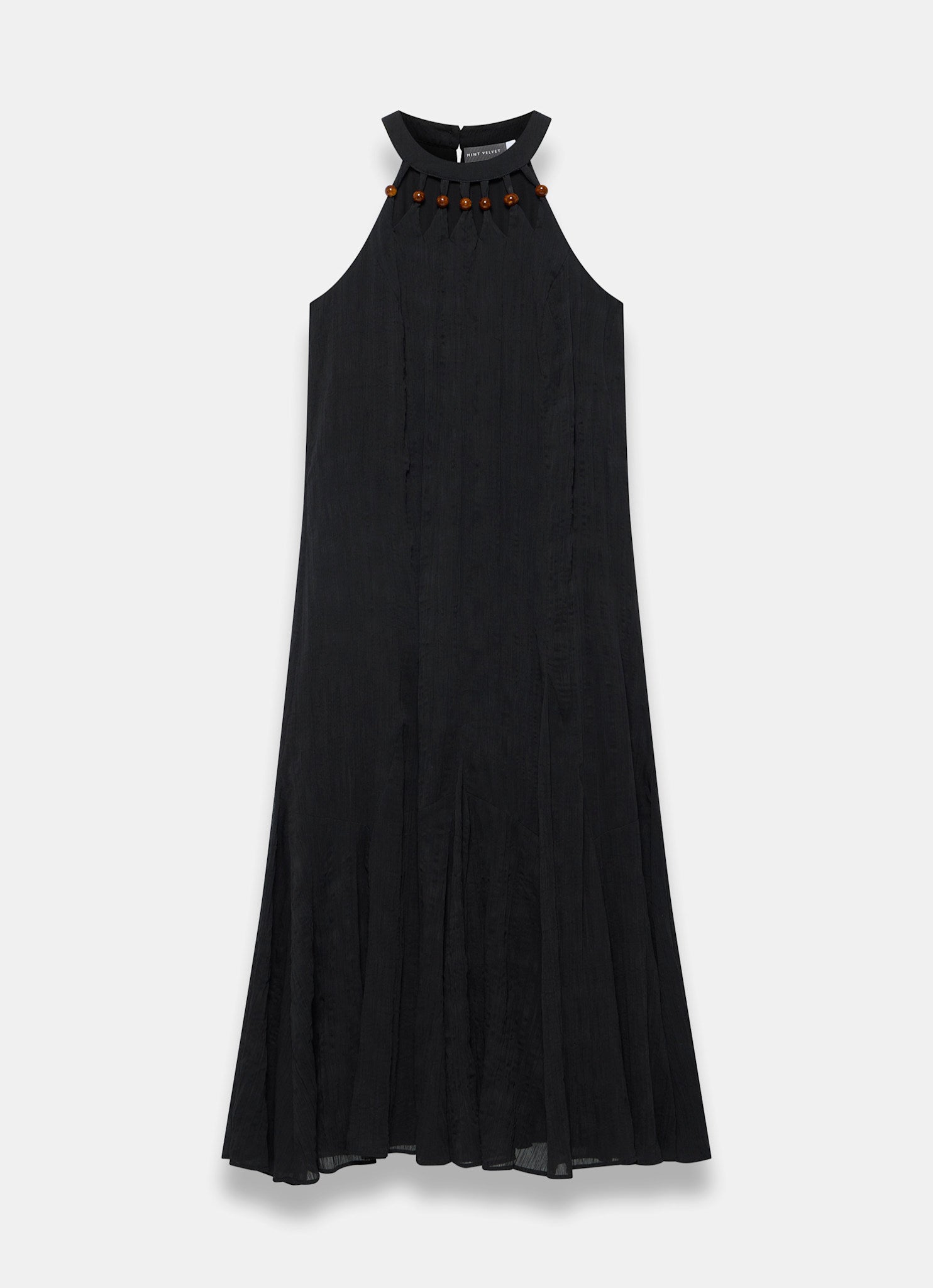 Black Beaded Halter Maxi Dress