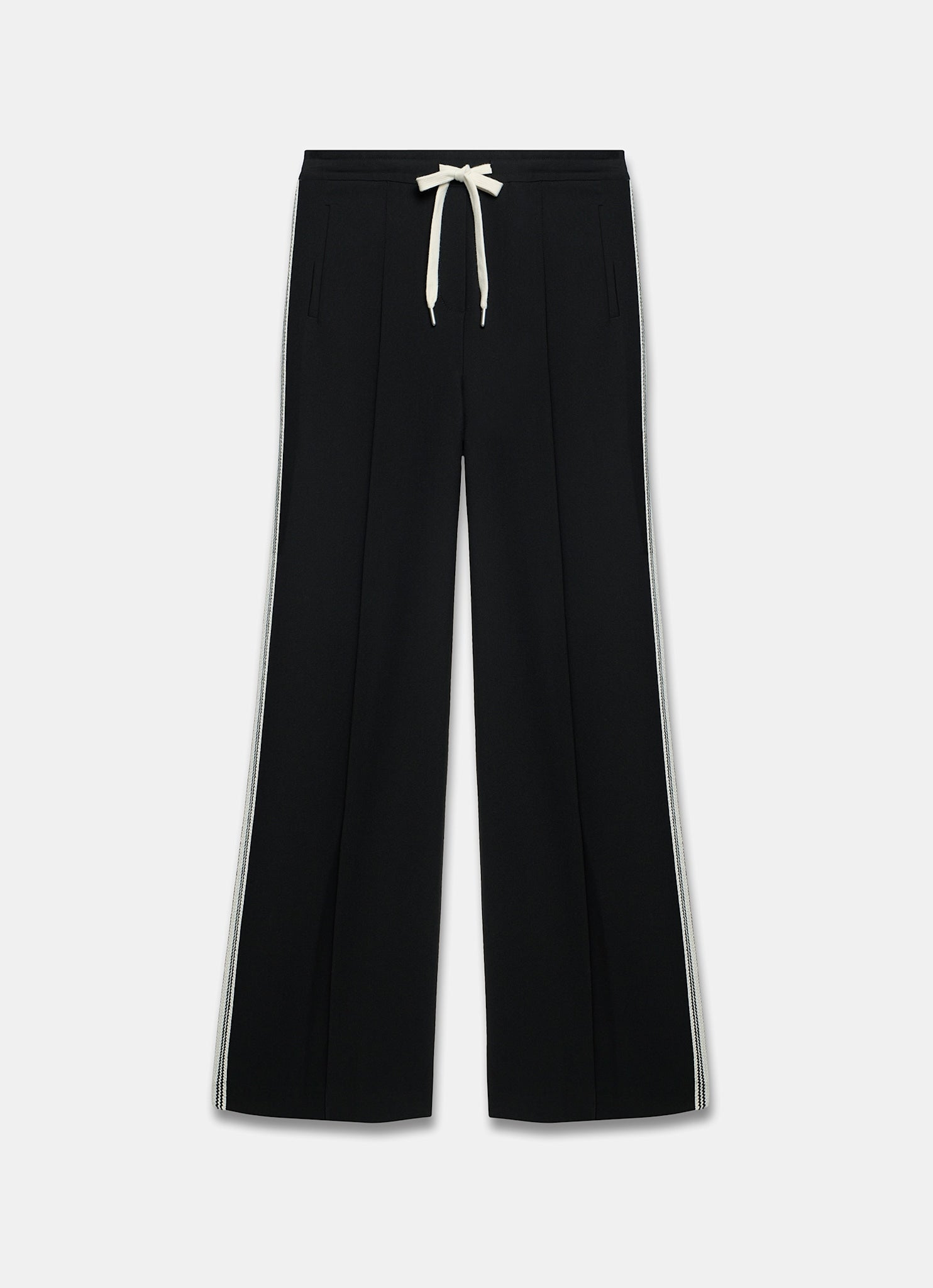 Black Crochet Side Stripe Wide Trousers
