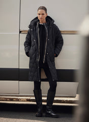 Black Double Layer Quilted Coat