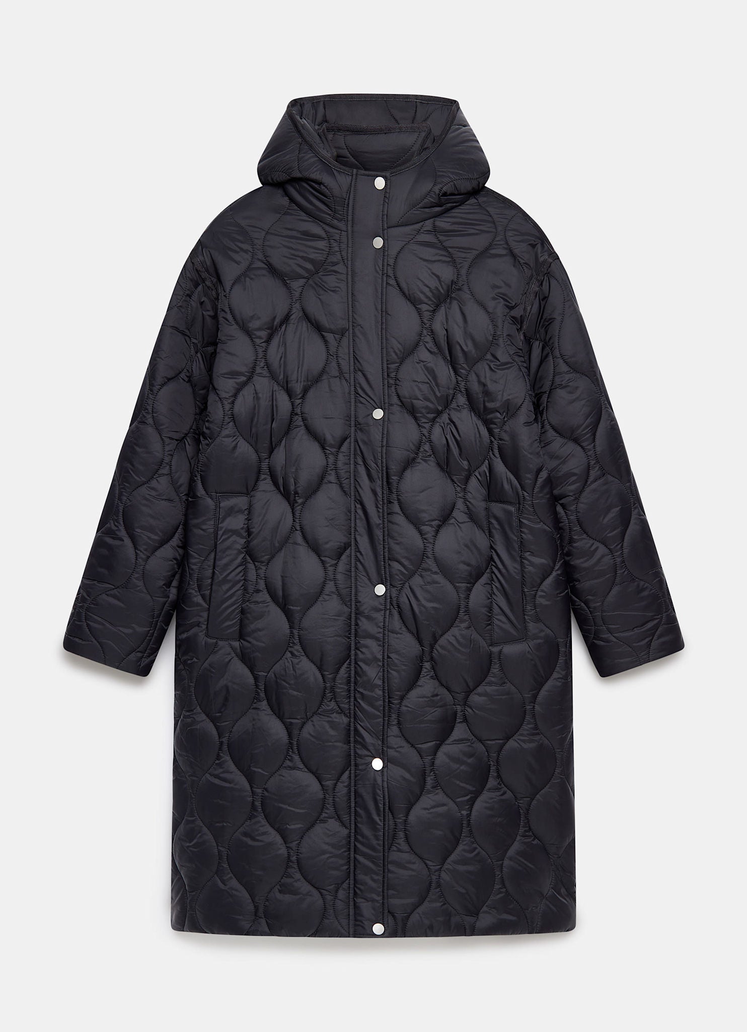 Black Double Layer Quilted Coat