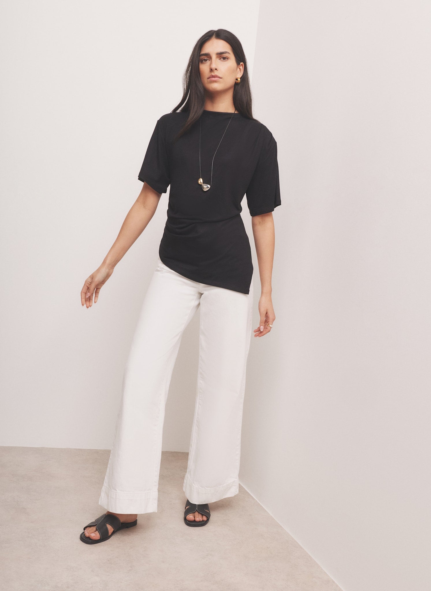 Black Draped Asymmetric Top