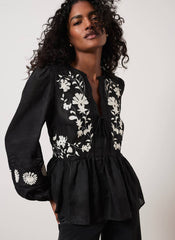 Black Embroidered Detail Top
